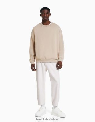 Bershka muži džínsy voľného strihu krém oblečenie B86RXX3165 Bershka Nohavice