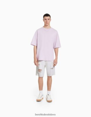 Bershka muži farebné roztrhané džínsové bermudy biela oblečenie B86RXX3311 Bershka Rifle