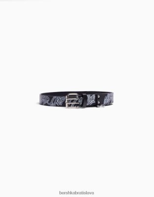 Bershka muži graffiti opasok z umelej kože čierna príslušenstvo B86RXX3640 Bershka Slovakia