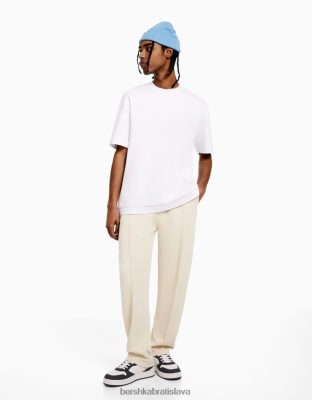 Bershka muži široké nohavice béžová oblečenie B86RXX3255 Bershka Nohavice