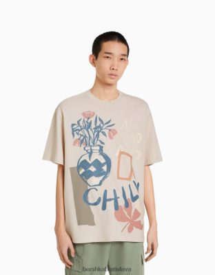 Bershka muži jednoduché tričko s krátkym rukávom s potlačou ťava oblečenie B86RXX2836 Bershka Slovakia