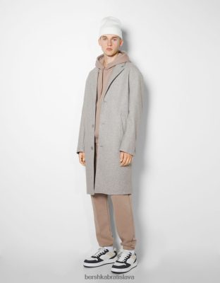 Bershka muži komfortný kabát sivá oblečenie B86RXX3091 Bershka Slovakia