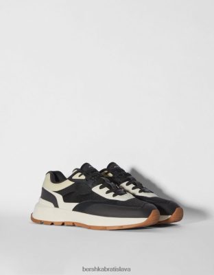 Bershka muži kontrastné sieťované tenisky čierna obuv B86RXX3530 Bershka Rifle