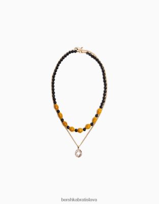 Bershka muži korálkový náhrdelník čierna príslušenstvo B86RXX3672 Bershka Nohavice