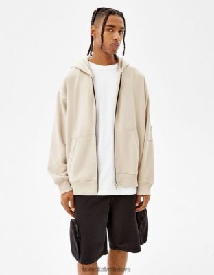 Bershka muži mikina na zips kameň oblečenie B86RXX2991 Bershka Nohavice