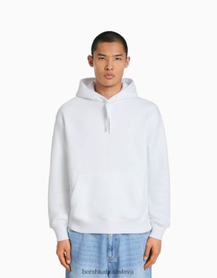 Bershka muži mikina s kapucňou biela oblečenie B86RXX3438 Bershka Nohavice