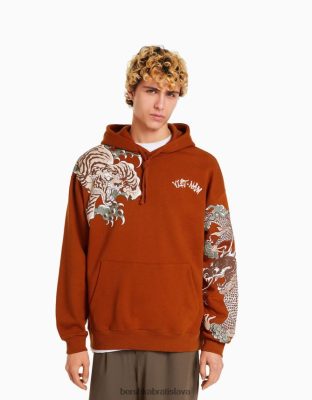 Bershka muži mikina s tigrovanou potlačou ťava oblečenie B86RXX2966 Bershka Rifle