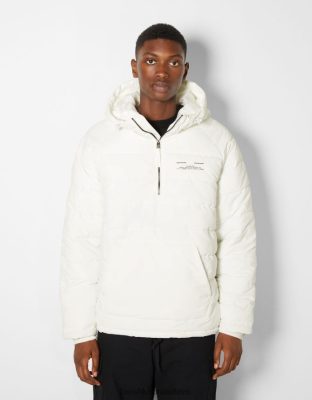 Bershka muži nafukovacia bunda s vreckom biela oblečenie B86RXX3060 Bershka Nohavice