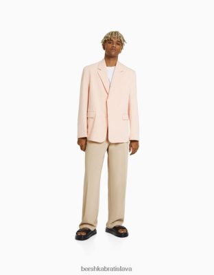 Bershka muži nohavice širokého strihu v jogger štýle piesku oblečenie B86RXX3027 Bershka Nohavice