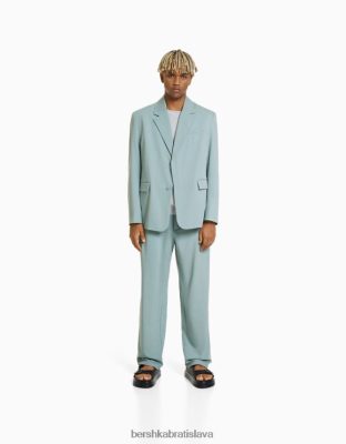 Bershka muži nohavice so širokými nohavicami na mieru zelená oblečenie B86RXX3026 Bershka Rifle