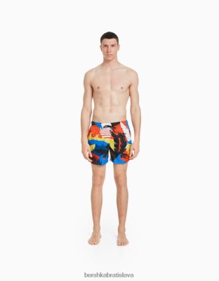 Bershka muži šortky s potlačou oranžová oblečenie B86RXX3397 Bershka Slovakia