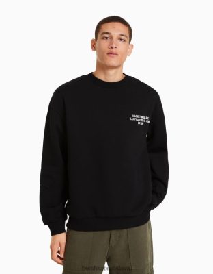Bershka muži oversize mikina s potlačou čierna oblečenie B86RXX2967 Bershka Nohavice