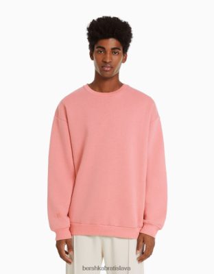 Bershka muži oversize mikina s výstrihom ružová oblečenie B86RXX2993 Bershka Rifle