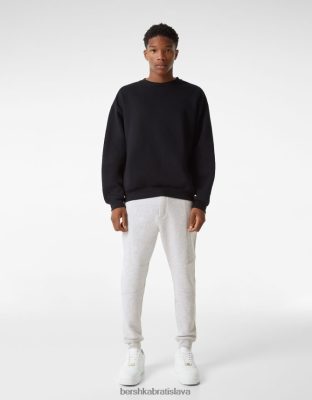 Bershka muži plyšové tepláky so švami sivá oblečenie B86RXX3217 Bershka Slovakia