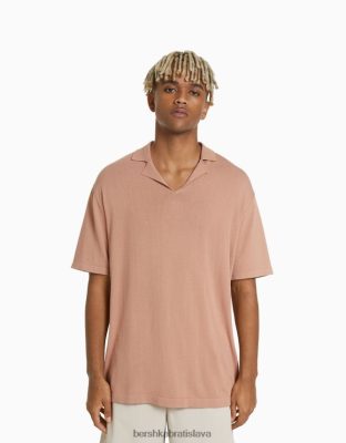 Bershka muži polokošeľa s krátkym rukávom a rezortným golierom ružová oblečenie B86RXX2820 Bershka Nohavice