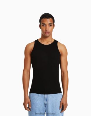 Bershka muži rebrované tričko bez rukávov exkluzívne oblečenie B86RXX2669 Bershka Rifle