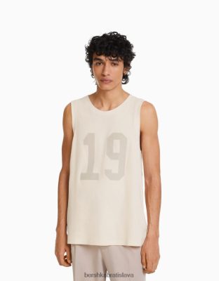 Bershka muži remienkový top s potlačou off white oblečenie B86RXX2708 Bershka Rifle