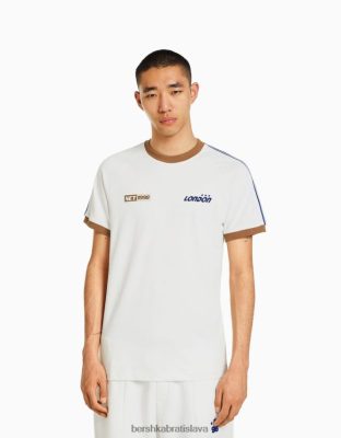Bershka muži retro športové tričko s krátkymi raglánovými rukávmi off white oblečenie B86RXX2786 Bershka Rifle