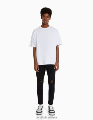 Bershka muži ripped carrot fit džínsy čierna oblečenie B86RXX3159 Bershka Nohavice