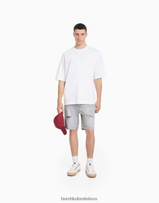 Bershka muži roztrhané džínsové bermudy tmavo šedá oblečenie B86RXX3343 Bershka Slovakia