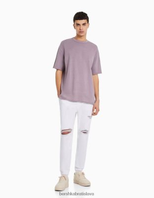 Bershka muži roztrhané farebné jogger džínsy biela oblečenie B86RXX3192 Bershka Nohavice