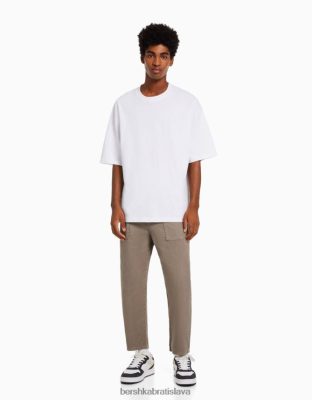 Bershka muži rustikálne nohavice voľného strihu ťava oblečenie B86RXX3212 Bershka Rifle