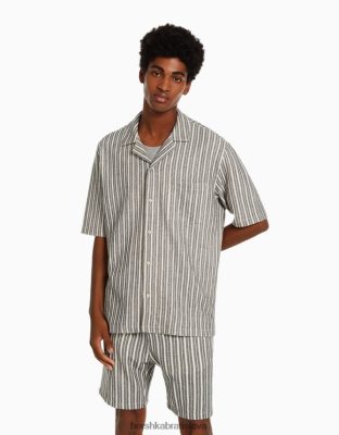 Bershka muži rustikálne pruhované tričko s krátkym rukávom biela/čierna oblečenie B86RXX2926 Bershka Slovakia