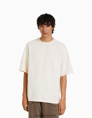 Bershka muži rustikálne tričko s krátkym rukávom piesku oblečenie B86RXX2852 Bershka Rifle