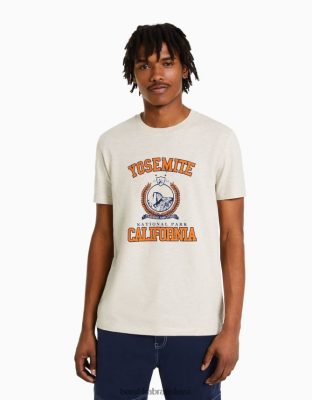 Bershka muži s potlačou trička s krátkym rukávom regular fit béžová oblečenie B86RXX2766 Bershka Nohavice