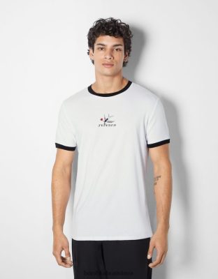 Bershka muži s potlačou trička s krátkym rukávom regular fit biela/čierna oblečenie B86RXX2673 Bershka Nohavice