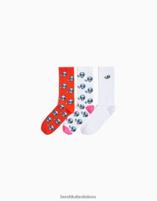 Bershka muži sada 3 kusov ponožiek s potlačou oranžová príslušenstvo B86RXX3423 Bershka Nohavice