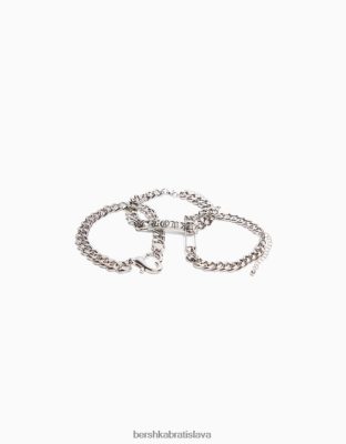 Bershka muži sada 3 retiazkových náramkov striebro príslušenstvo B86RXX3655 Bershka Slovakia