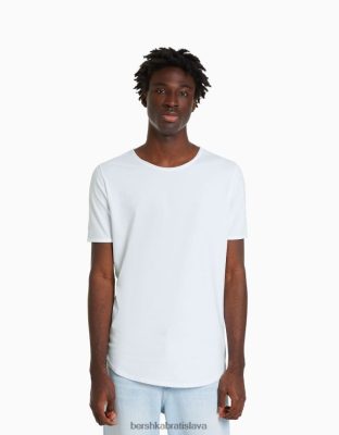 Bershka muži stretch fit tričko s krátkym rukávom biela oblečenie B86RXX2846 Bershka Rifle