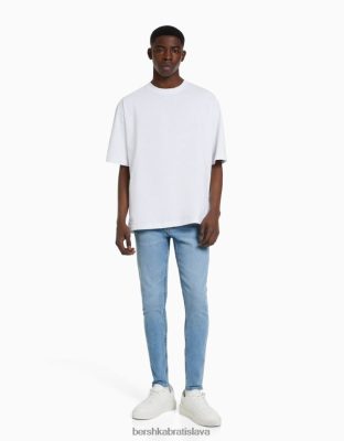 Bershka muži super úzke džínsy svetlo modrá oblečenie B86RXX3149 Bershka Rifle