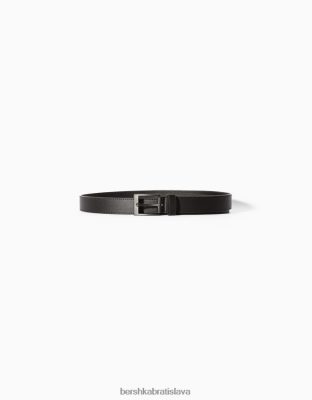 Bershka muži tenký opasok z umelej kože čierna príslušenstvo B86RXX3639 Bershka Nohavice