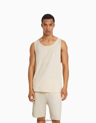 Bershka muži tričko bez rukávov v strihovom strihu off white oblečenie B86RXX2838 Bershka Nohavice