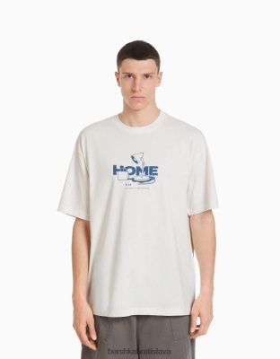 Bershka muži tričko boxy fit s krátkym rukávom s potlačou exkluzívne oblečenie B86RXX2701 Bershka Slovakia