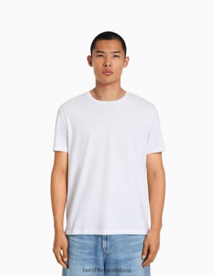 Bershka muži tričko s krátkym rukávom bežného strihu biela oblečenie B86RXX2792 Bershka Rifle