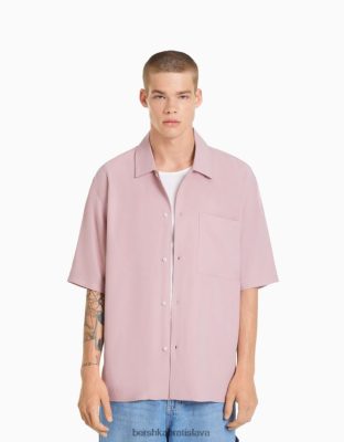 Bershka muži tričko voľného strihu s krátkym rukávom ružová oblečenie B86RXX2908 Bershka Slovakia