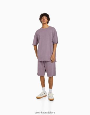 Bershka muži vyblednuté plyšové bermudy fialová oblečenie B86RXX3363 Bershka Nohavice