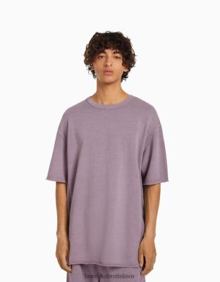 Bershka muži vyblednuté tričko s krátkym rukávom fialová oblečenie B86RXX2649 Bershka Nohavice