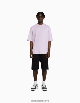 Bershka muži základné plyšové bermudy čierna oblečenie B86RXX3315 Bershka Nohavice