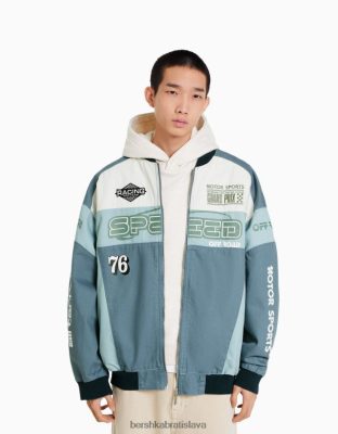 Bershka muži závodná džínsová bunda modrá oblečenie B86RXX3043 Bershka Slovakia