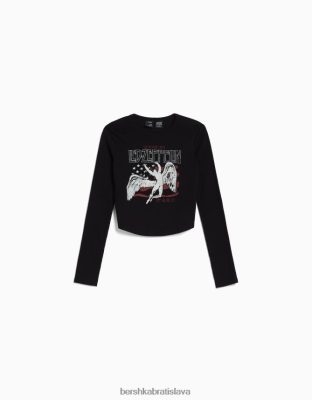 Bershka unisex LED tričko s krátkym rukávom s potlačou zeppelínov čierna oblečenie B86RXX3832 Bershka Slovakia