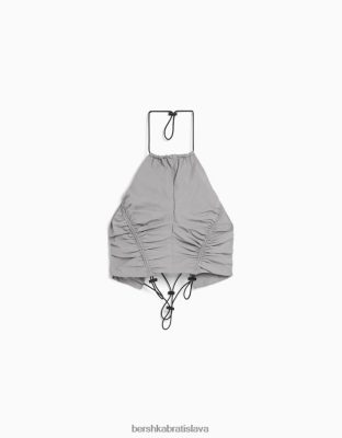 Bershka unisex Nylonový crop top so zarážkou sivá oblečenie B86RXX3784 Bershka Slovakia