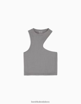 Bershka unisex bez rukávov, asymetrický top sivá oblečenie B86RXX3843 Bershka Nohavice