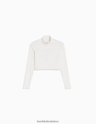 Bershka unisex bezšvové tričko s dlhým rukávom a zipsom krém oblečenie B86RXX3815 Bershka Rifle