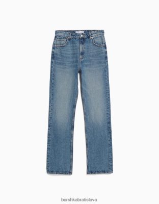 Bershka unisex džínsy rovného strihu vymytá modrá oblečenie B86RXX3944 Bershka Rifle