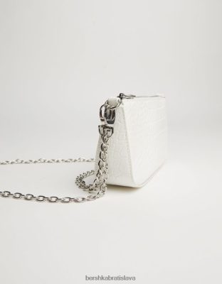 Bershka unisex falošná croc taška s retiazkovým detailom biela príslušenstvo B86RXX4203 Bershka Nohavice