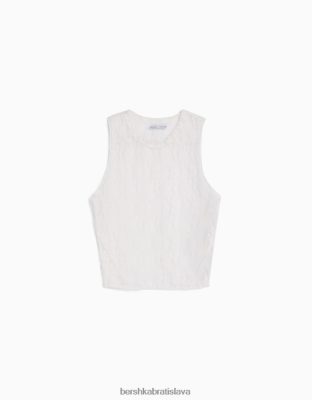 Bershka unisex čipkovaná košeľa bez rukávov krém oblečenie B86RXX3858 Bershka Nohavice